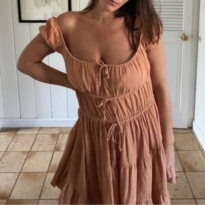 Peach Cotton Summer Dress